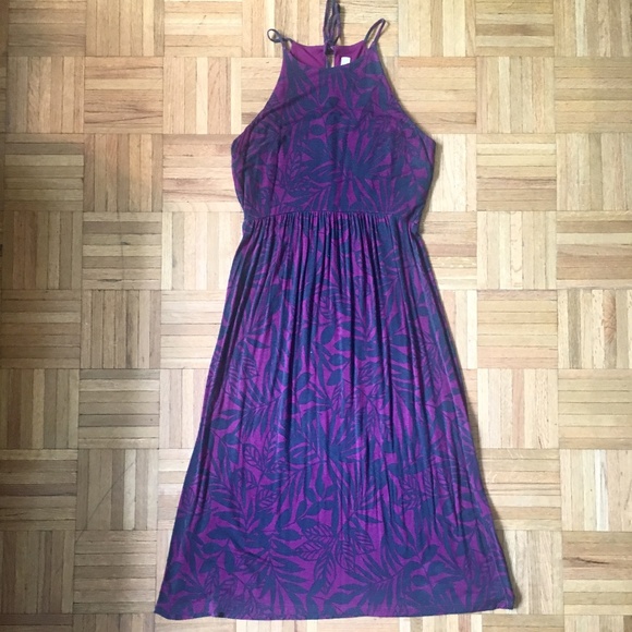 LOFT Halter Flare Floral Midi Dress - Picture 1 of 3